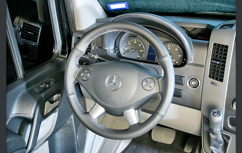 custom stitched leather steering wheel
